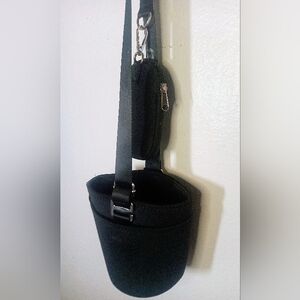 Coolflask Insulated Black Pouch Bag For Large Water Jug. Inner Pockets Stretchy